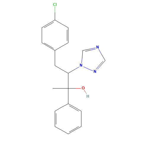 1-[2-(4-CHLOROPHENYL)-1-(1-HYDROXY-1-PHENYLETHYL)ETHYL]-1,2,4-TRIAZOLE (CAS: 224047-41-0) - Chemical Structure and Molecular Formula 