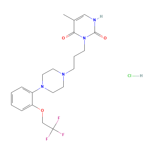 5-METHYL-3-[3-[3-[4-[2-(2,2,2-TRIFLUOROETHOXY)PHENYL]-1-PIPERAZINYL]PROPYL]-2,4-(1H,3H)-PYRIMIDINEDIONE] HYDROCHLORIDE (CAS: 232953-52-5) - Chemical Structure and Molecular Formula 