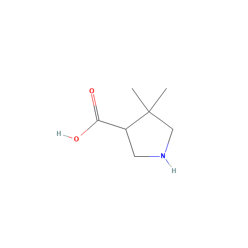 4,4-DIMETHYL-PYRROLIDINE-3-CARBOXYLIC ACID (CAS: 261896-35-9) - Chemical Structure and Molecular Formula 