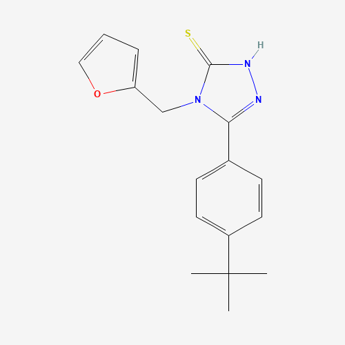 5-[4-(TERT-BUTYL)PHENYL]-4-(2-FURYLMETHYL)-4H-1,2,4-TRIAZOLE-3-THIOL (CAS: 261946-00-3) - Chemical Structure and Molecular Formula 