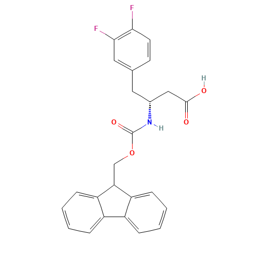 FMOC-(R)-3-AMINO-4-(3,4-DIFLUORO-PHENYL)-BUTYRIC ACID (CAS: 269396-60-3) - Chemical Structure and Molecular Formula 