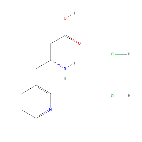 (R)-3-AMINO-4-(3-PYRIDYL)-BUTYRIC ACID-2HCL (CAS: 269396-64-7) - Chemical Structure and Molecular Formula 