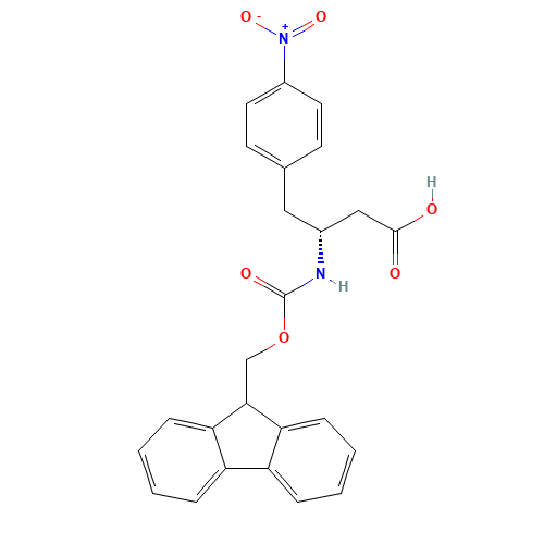 FMOC-(R)-3-AMINO-4-(4-NITRO-PHENYL)-BUTYRIC ACID (CAS: 269398-78-9) - Chemical Structure and Molecular Formula 