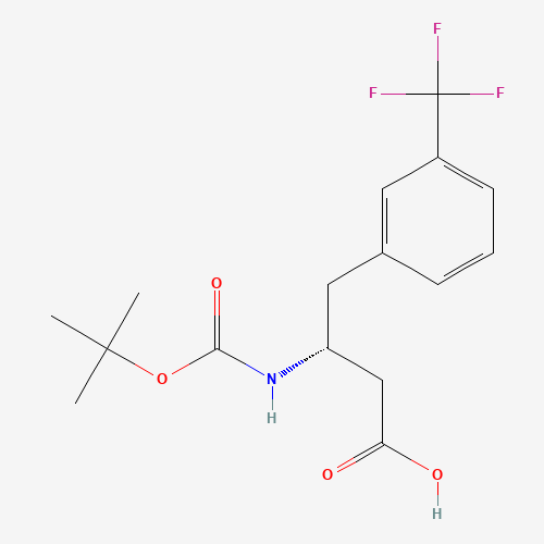 BOC-(R)-3-AMINO-4-(3-TRIFLUOROMETHYL-PHENYL)-BUTYRIC ACID (CAS: 269726-74-1) - Chemical Structure and Molecular Formula 