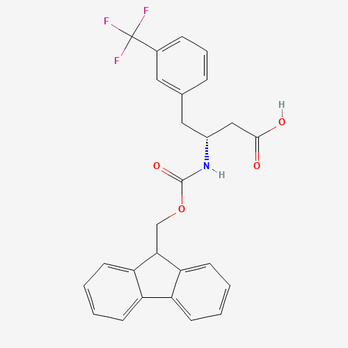 FMOC-(R)-3-AMINO-4-(3-TRIFLUOROMETHYL-PHENYL)-BUTYRIC ACID (CAS: 269726-75-2) - Chemical Structure and Molecular Formula 