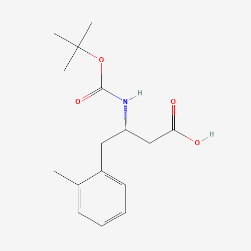 BOC-(S)-3-AMINO-4-(2-METHYL-PHENYL)-BUTYRIC ACID (CAS: 270062-90-3) - Chemical Structure and Molecular Formula 