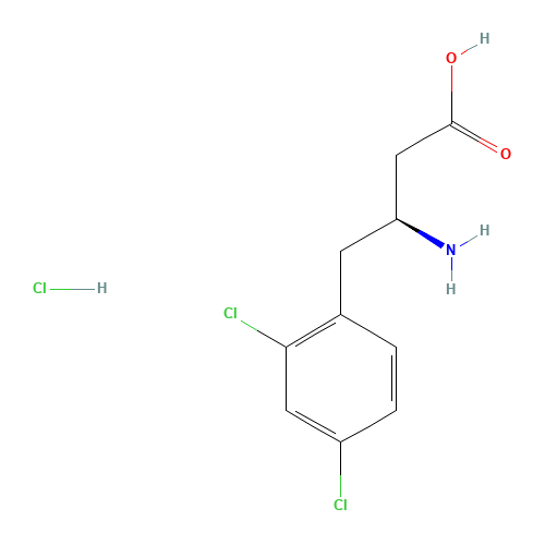 (S)-3-AMINO-4-(2,4-DICHLOROPHENYL)BUTANOIC ACID HYDROCHLORIDE (CAS: 270063-47-3) - Chemical Structure and Molecular Formula 