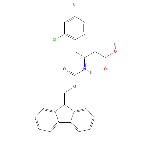 FMOC-(S)-3-AMINO-4-(2,4-DICHLORO-PHENYL)-BUTYRIC ACID (CAS: 270063-49-5) - Chemical Structure and Molecular Formula 