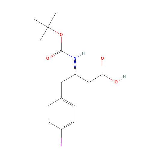 BOC-(S)-3-AMINO-4-(4-IODO-PHENYL)-BUTYRIC ACID (CAS: 270065-71-9) - Chemical Structure and Molecular Formula 