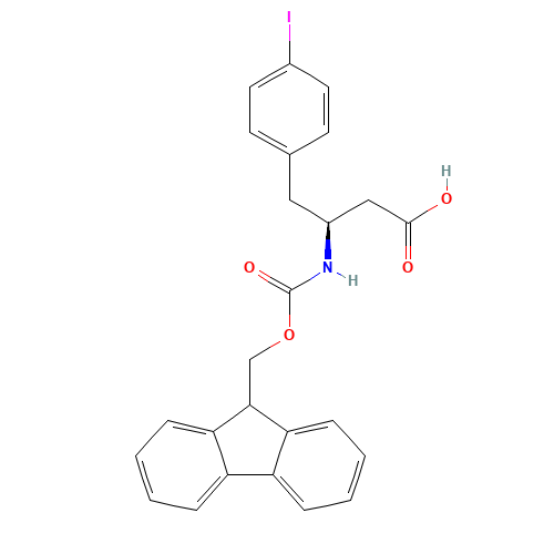 FMOC-(S)-3-AMINO-4-(4-IODO-PHENYL)-BUTYRIC ACID (CAS: 270065-72-0) - Chemical Structure and Molecular Formula 