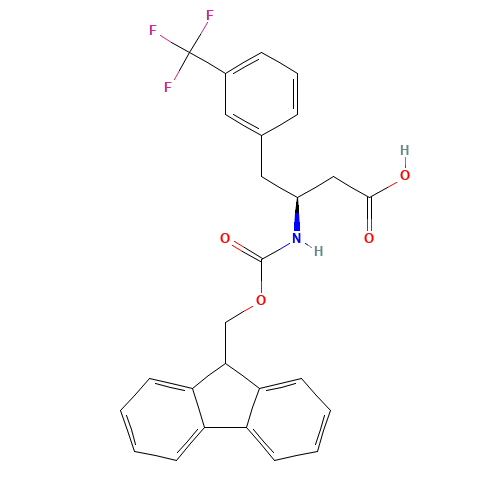 FMOC-(S)-3-AMINO-4-(3-TRIFLUOROMETHYL-PHENYL)-BUTYRIC ACID (CAS: 270065-78-6) - Chemical Structure and Molecular Formula 