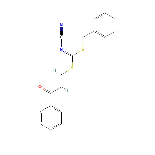 BENZYL [3-OXO-3-(4-METHYLPHENYL)PROP-1-ENYL]CYANOCARBONIMIDODITHIOATE (CAS: 275370-80-4) - Related Chemical Product
