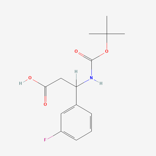 3-[(TERT-BUTOXYCARBONYL)AMINO]-3-(3-FLUOROPHENYL)PROPANOIC ACID (CAS: 284493-59-0) - Chemical Structure and Molecular Formula 