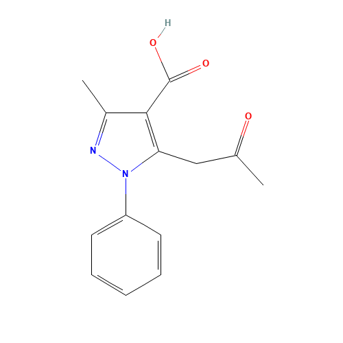 3-METHYL-5-(2-OXO-PROPYL)-1-PHENYL-1 H-PYRAZOLE-4-CARBOXYLIC ACID (CAS: 294874-70-7) - Chemical Structure and Molecular Formula 