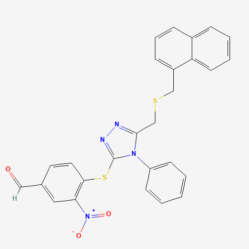 4-[(5-([(1-NAPHTHYLMETHYL)THIO]METHYL)-4-PHENYL-4H-1,2,4-TRIAZOL-3-YL)THIO]-3-NITROBENZALDEHYDE (CAS: 303010-08-4) - Related Chemical Product