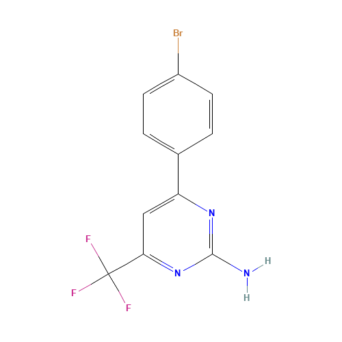 4-(4-BROMOPHENYL)-6-(TRIFLUOROMETHYL)-2-PYRIMIDINYLAMINE (CAS: 327098-68-0) - Chemical Structure and Molecular Formula 