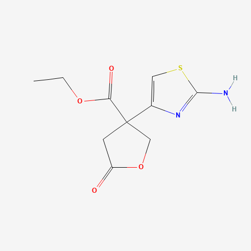 3-(2-AMINO-THIAZOL-4-YL)-5-OXO-TETRAHYDRO-FURAN-3-CARBOXYLIC ACID ETHYL ESTER (CAS: 328275-97-4) - Chemical Structure and Molecular Formula 