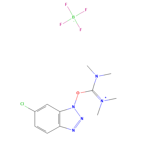 O-(6-Chlorobenzotriazol-1-yl)-N,N,N',N'-tetramethyluronium tetrafluoroborate (CAS: 330641-16-2) - Chemical Structure and Molecular Formula 