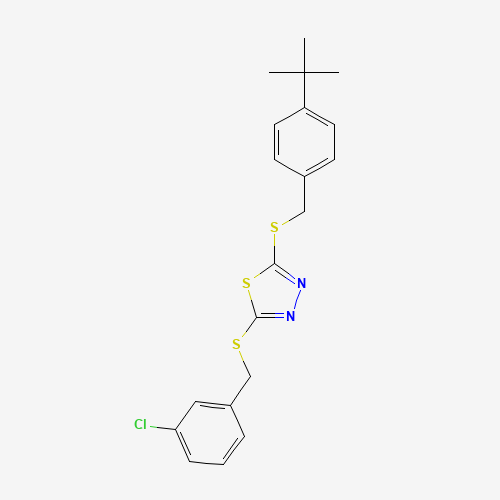 5-(4-TERT-BUTYLBENZYLTHIO)-2-(3-CHLOROBENZYLTHIO)-1,3,4-THIADIAZOLE (CAS: 353254-78-1) - Chemical Structure and Molecular Formula 