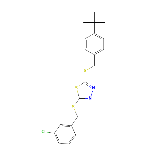 5-(4-TERT-BUTYLBENZYLTHIO)-2-(3-CHLOROBENZYLTHIO)-1,3,4-THIADIAZOLE (CAS: 353254-78-1) - Related Chemical Product