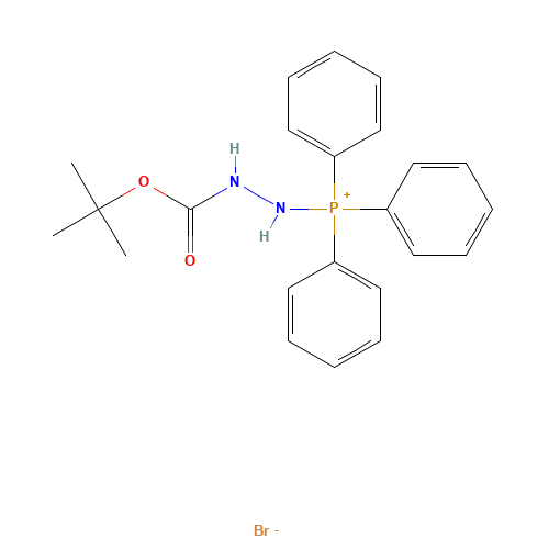 1-(T-BUTYLOXYCARBONYL)-2-TRIPHENYLPHOSPHONIUMHYDRAZINE BROMIDE (CAS: 356534-53-7) - Chemical Structure and Molecular Formula 