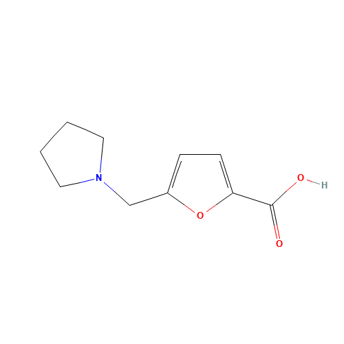 5-PYRROLIDIN-1-YLMETHYL-FURAN-2-CARBOXYLIC ACID (CAS: 400750-49-4) - Chemical Structure and Molecular Formula 