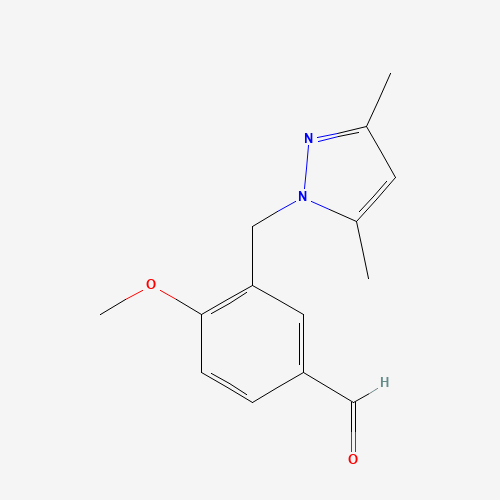 3-(3,5-DIMETHYL-PYRAZOL-1-YLMETHYL)-4-METHOXY-BENZALDEHYDE (CAS: 436086-91-8) - Chemical Structure and Molecular Formula 