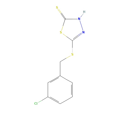5-(3-CHLOROBENZYLTHIO)-2-MERCAPTO-1,3,4-THIADIAZOLE (CAS: 444791-16-6) - Chemical Structure and Molecular Formula 