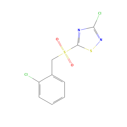3-CHLORO-5-(2-CHLOROBENZYLSULFONYL)-1,2,4-THIADIAZOLE (CAS: 444791-20-2) - Chemical Structure and Molecular Formula 
