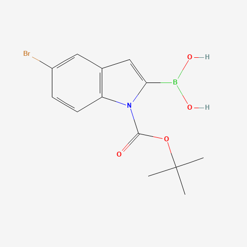 5-Bromo-1-(tert-butoxycarbonyl)-1H-indol-2-ylboronic acid (CAS: 475102-13-7) - Chemical Structure and Molecular Formula 
