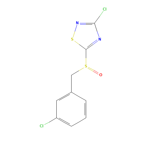 3-CHLORO-5-(3-CHLOROBENZYLSULFINYL)-1,2,4-THIADIAZOLE (CAS: 486997-74-4) - Chemical Structure and Molecular Formula 