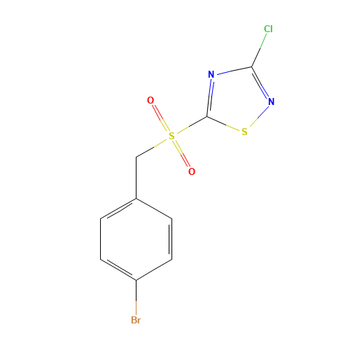 5-(4-BROMOBENZYLSULFONYL)-3-CHLORO-1,2,4-THIADIAZOLE (CAS: 494763-24-5) - Chemical Structure and Molecular Formula 