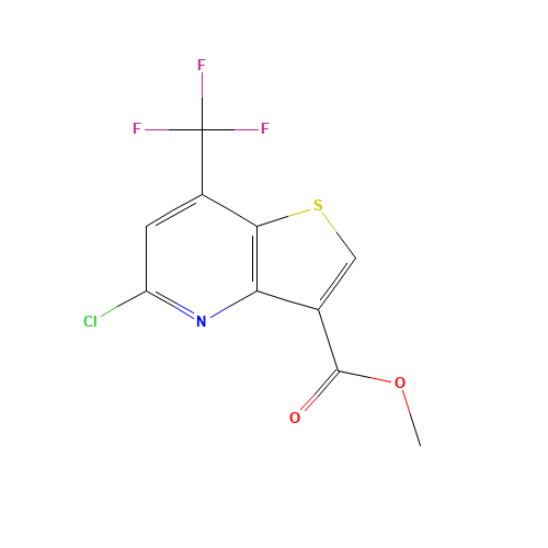 METHYL 5-CHLORO-7-(TRIFLUOROMETHYL)THIENO[3,2-B]PYRIDINE-3-CARBOXYLATE (CAS: 648859-81-8) - Chemical Structure and Molecular Formula 