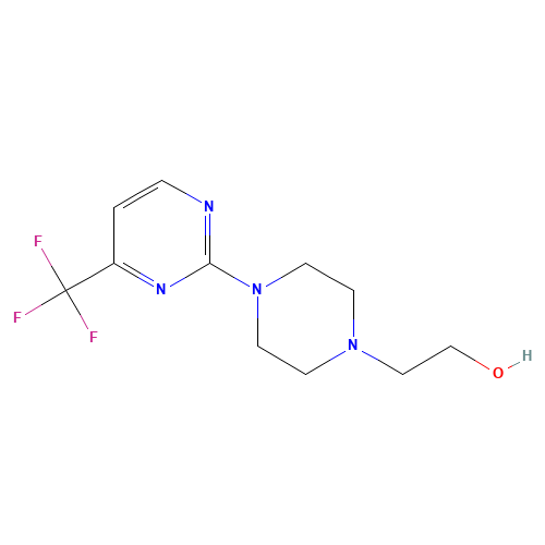 2-[4-[4-(TRIFLUOROMETHYL)PYRIMIDIN-2-YL]PIPERAZINO]ETHAN-1-OL (CAS: 651004-99-8) - Chemical Structure and Molecular Formula 