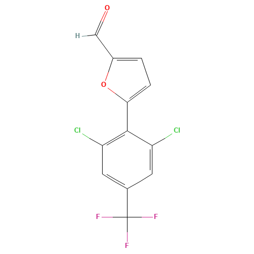 5-[2,6-DICHLORO-4-(TRIFLUOROMETHYL)PHENYL]-2-FURALDEHYDE (CAS: 680215-60-5) - Chemical Structure and Molecular Formula 