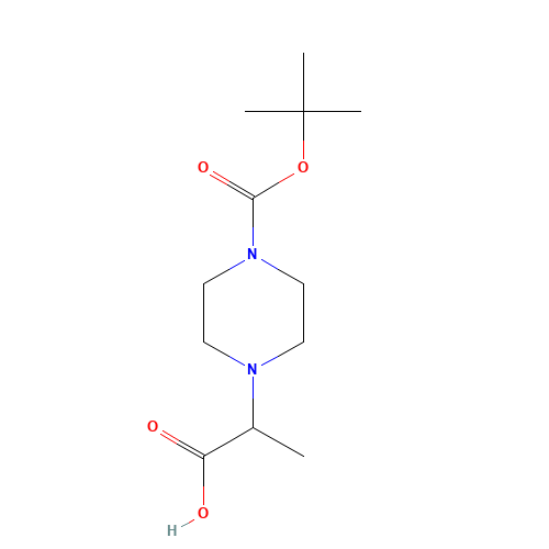 2-(1-TERT-BUTOXYCARBONYLPIPERAZIN-4-YL)PROPIONIC ACID (CAS: 680579-19-5) - Chemical Structure and Molecular Formula 