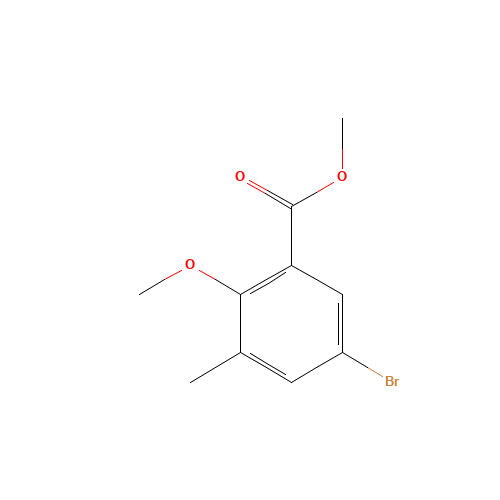 METHYL 5-BROMO-2-METHOXY-3-METHYLBENZENECARBOXYLATE (CAS: 722497-32-7) - Chemical Structure and Molecular Formula 