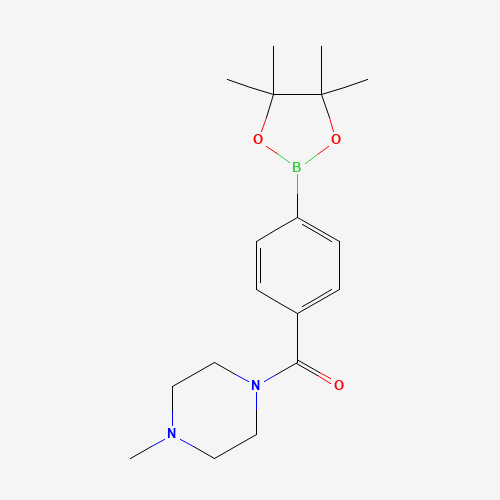 (4-METHYL-PIPERAZINE-1-YL)-[4-(4,4,5,5-TETRAMETHYL-1,3,2-DIOXABOROLAN-2-YL)-PHENYL]-METHANONE (CAS: 832114-06-4) - Chemical Structure and Molecular Formula 