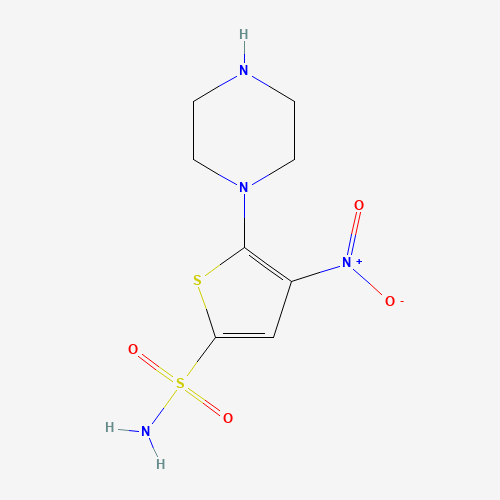 4-NITRO-5-PIPERAZINOTHIOPHENE-2-SULFONAMIDE (CAS: 845266-27-5) - Chemical Structure and Molecular Formula 