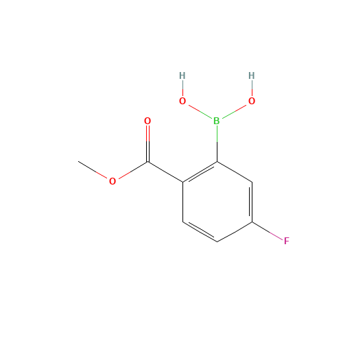 5-FLUORO-2-METHOXYCARBONYLPHENYLBORONIC ACID (CAS: 850568-05-7) - Chemical Structure and Molecular Formula 