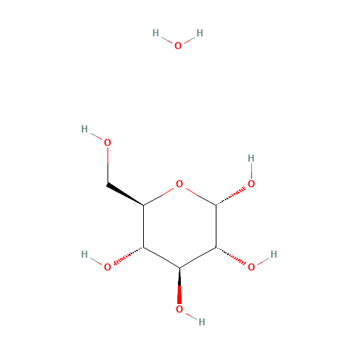 D(+)-GLUCOSE MONOHYDRATE (CAS: 14431-43-7) - Chemical Structure and Molecular Formula 
