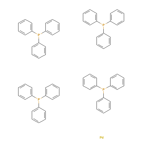 Tetrakis(triphenylphosphine)palladium (CAS: 14221-01-3) - Chemical Structure and Molecular Formula 