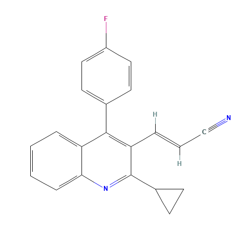 (E)-3-[2-Cyclopropyl-4-(4-fluorophenyl)-3-quinolinyl]-2-propenenitrile (CAS: 256431-72-8) - Chemical Structure and Molecular Formula 