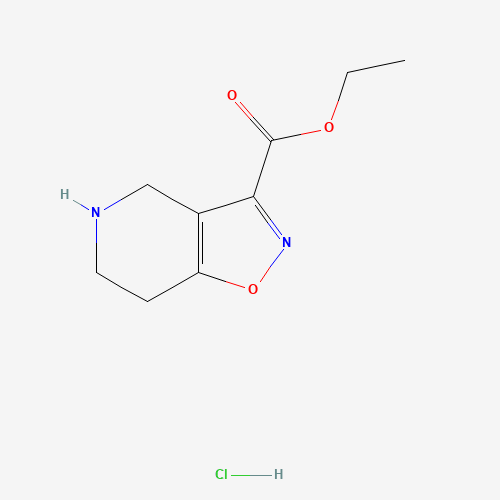 Isoxazolo[4,5-c]pyridine-3-carboxylic acid,4,5,6,7-tetrahydro-,ethyl ester,monohydrochloride (CAS: 912265-91-9) - Chemical Structure and Molecular Formula 