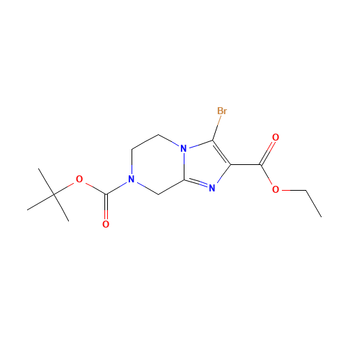 7-tert-butyl 2-ethyl 3-bromo-5,6-dihydroimidazo[1,2-a]pyrazine-2,7(8H)-dicarboxylate (CAS: 1000576-75-9) - Chemical Structure and Molecular Formula 