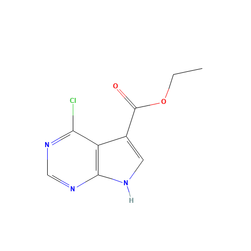 ethyl 4-chloro-7H-pyrrolo[2,3-d]pyrimidine-5-carboxylate (CAS: 144927-57-1) - Chemical Structure and Molecular Formula 