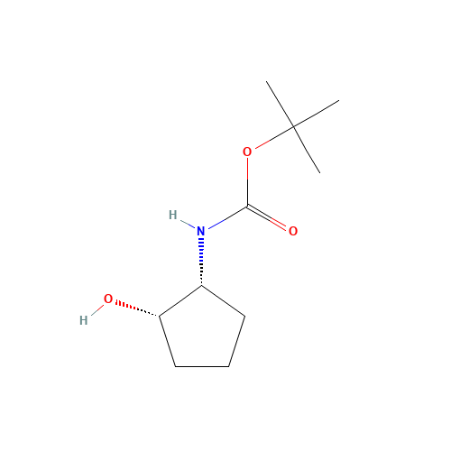 Carbamic acid,(2-hydroxycyclopentyl)-,1,1-dimethylethyl ester,cis-(9CI) (CAS: 155837-16-4) - Chemical Structure and Molecular Formula 