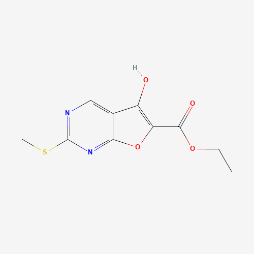 5-Hydroxy-2-methylsulfanyl-furo[2,3-d]pyrimidine-6-carboxylic acid ethyl ester (CAS: 62094-70-6) - Chemical Structure and Molecular Formula 