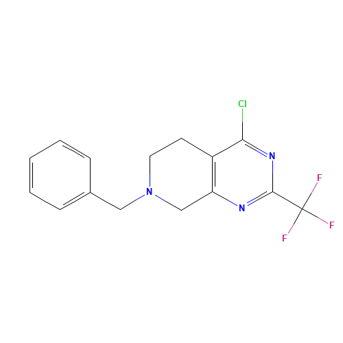 7-benzyl-4-chloro-2-(trifluoromethyl)-5,6,7,8-tetrahydropyrido[3,4-d]pyrimidine (CAS: 647863-01-2) - Related Chemical Product