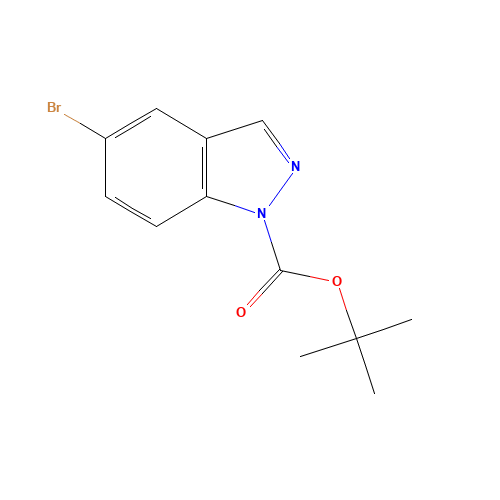 TERT-BUTYL 5-BROMO-1H-INDAZOLE-1-CARBOXYLATE (CAS: 651780-02-8) - Chemical Structure and Molecular Formula 